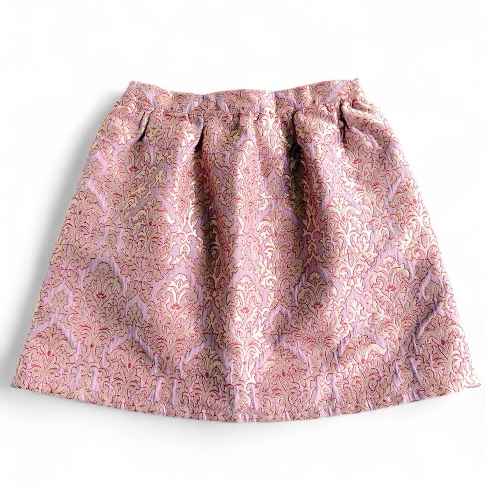 Peek Skirt Pink & Gold Metallic Damask Brocade Girls sz 10 Pastel Special Event